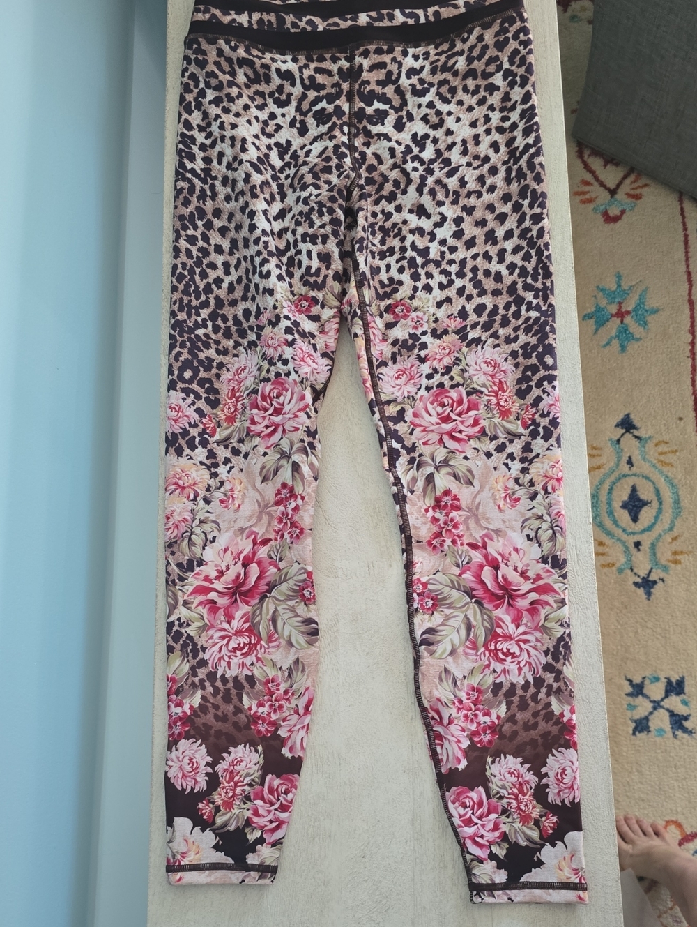Johnny Was Pink Floral & Brown Leopard Print Leggings